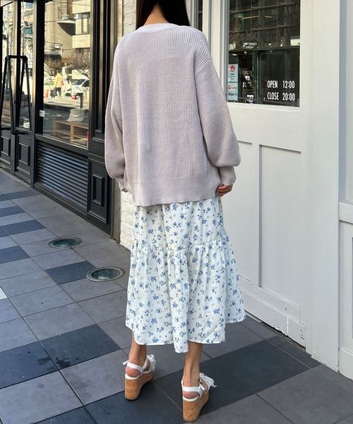 INGNI(イング)の「肩リボン花柄ティアードワンピース(ワンピース・レディース・ブラック/オフホワイト・M)」の6枚目の写真