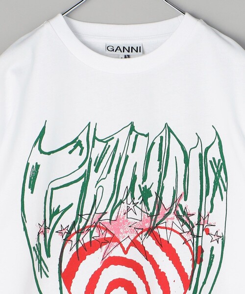 GANNI（ガニー）の「GANNI/ガニー FUTURE HEAVY JERSEY LS T-SHIRT / T3789_490 / ロングスリーブプリントTシャツ（Tシャツ/カットソー・レディース・ホワイト・SMALL）」の3枚目の写真