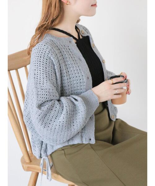 ehka sopo（エヘカソポ）の「裾ドロストカーディガン（カーディガン/ボレロ・レディース・キナリ/サックスブルー/グレー/ミント/ラベンダー・F）」の2枚目の写真