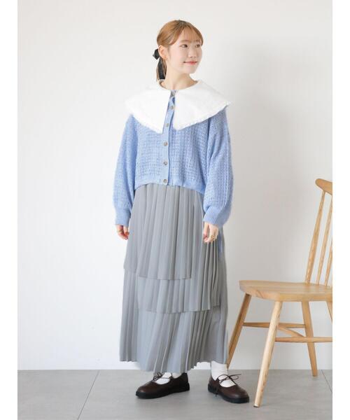 ehka sopo（エヘカソポ）の「裾ドロストカーディガン（カーディガン/ボレロ・レディース・キナリ/サックスブルー/グレー/ミント/ラベンダー・F）」の13枚目の写真