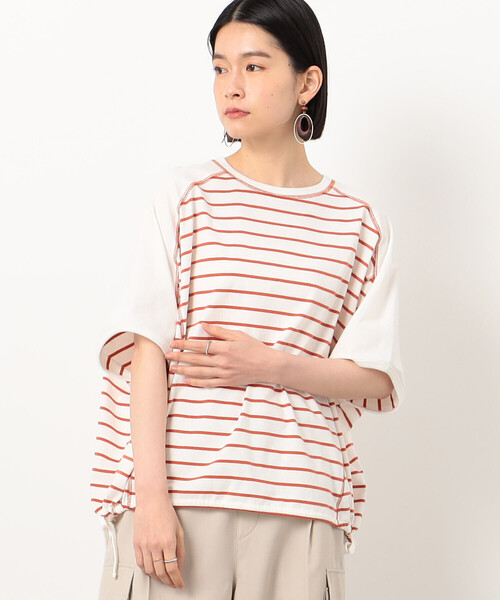 ONIGIRI（オニギリ）の「ボーダー　ドルマンスリーブＴシャツ（Tシャツ/カットソー・レディース・イエロー/オレンジ/ネイビー/ターコイズブルー・FREE）」の22枚目の写真