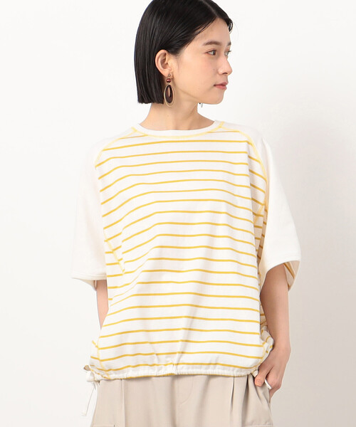 ONIGIRI（オニギリ）の「ボーダー　ドルマンスリーブＴシャツ（Tシャツ/カットソー・レディース・イエロー/オレンジ/ネイビー/ターコイズブルー・FREE）」の19枚目の写真