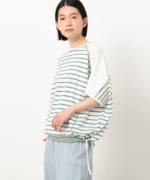 ONIGIRI（オニギリ）の「ボーダー　ドルマンスリーブＴシャツ（Tシャツ/カットソー・レディース・イエロー/オレンジ/ネイビー/ターコイズブルー・FREE）」の17枚目の写真