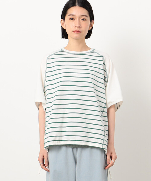 ONIGIRI（オニギリ）の「ボーダー　ドルマンスリーブＴシャツ（Tシャツ/カットソー・レディース・イエロー/オレンジ/ネイビー/ターコイズブルー・FREE）」の15枚目の写真