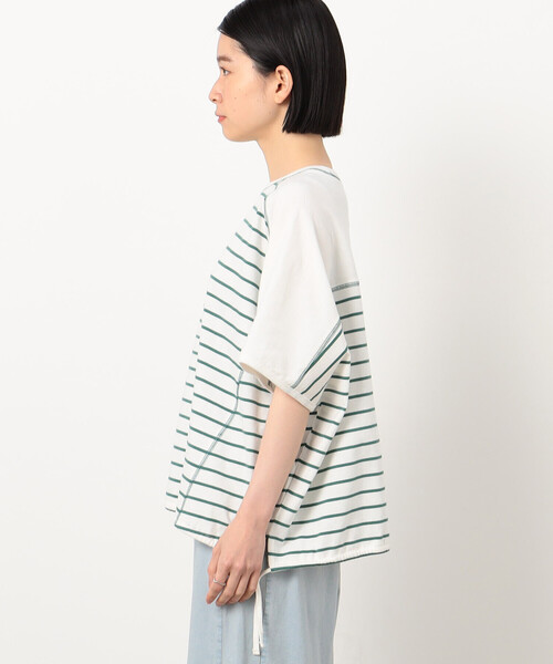 ONIGIRI（オニギリ）の「ボーダー　ドルマンスリーブＴシャツ（Tシャツ/カットソー・レディース・イエロー/オレンジ/ネイビー/ターコイズブルー・FREE）」の14枚目の写真