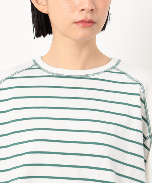 ONIGIRI（オニギリ）の「ボーダー　ドルマンスリーブＴシャツ（Tシャツ/カットソー・レディース・イエロー/オレンジ/ネイビー/ターコイズブルー・FREE）」の12枚目の写真