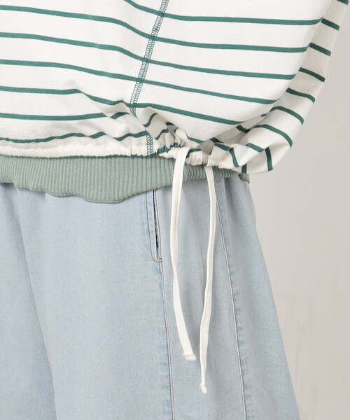 ONIGIRI（オニギリ）の「ボーダー　ドルマンスリーブＴシャツ（Tシャツ/カットソー・レディース・イエロー/オレンジ/ネイビー/ターコイズブルー・FREE）」の10枚目の写真