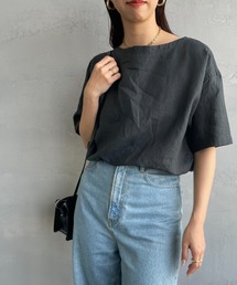 [ORCIVAL/オーシバル] ボートネック プルオーバーリネンシャツ