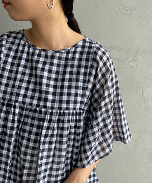 soil（ソイル）の「[SOIL/ソイル] ファンシーギンガムチェック ドルマンスリーブシャツブラウス（シャツ/ブラウス・レディース・ネイビー/チャコールグレー・1）」の21枚目の写真