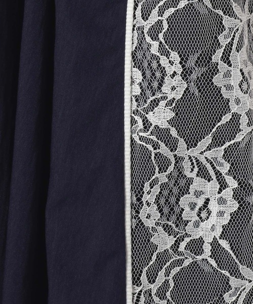 Heather（ヘザー）の「ラインレースシャーリングキャミワンピース　118751（ワンピース・レディース・ホワイト/ネイビー/ブラック・FREE）」の6枚目の写真