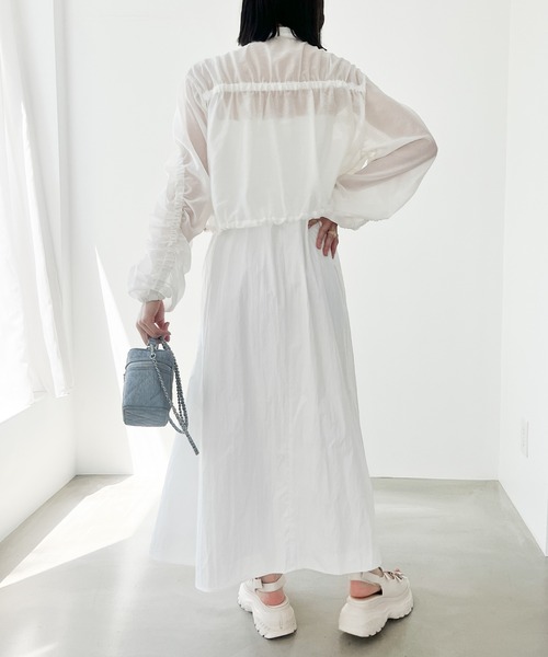 Heather（ヘザー）の「ラインレースシャーリングキャミワンピース　118751（ワンピース・レディース・ホワイト/ネイビー/ブラック・FREE）」の16枚目の写真