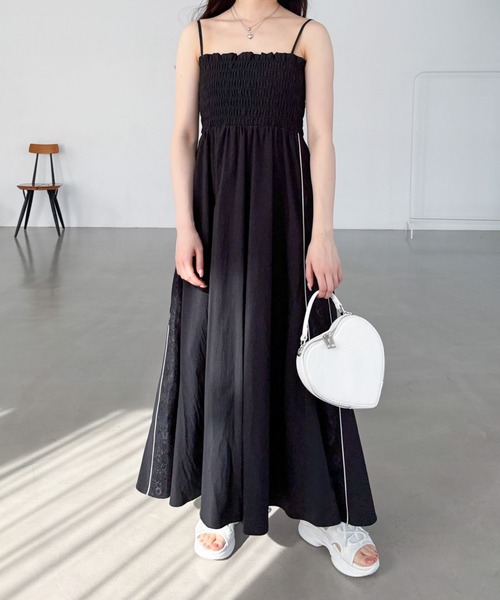 Heather（ヘザー）の「ラインレースシャーリングキャミワンピース　118751（ワンピース・レディース・ホワイト/ネイビー/ブラック・FREE）」の19枚目の写真