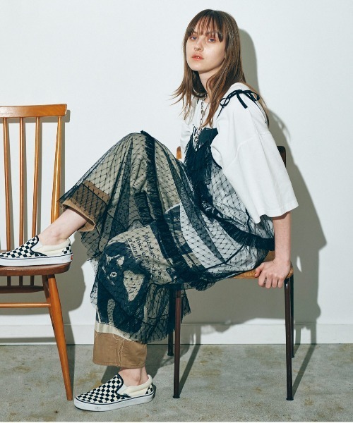 RNA（アールエヌエー）の「D1653 ダイヤモンドメッシュキャミワンピース（ワンピース・レディース・ブラック/キナリ/ベージュ・MEDIUM）」の2枚目の写真