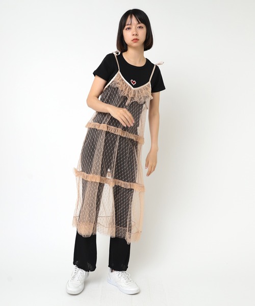 RNA（アールエヌエー）の「D1653 ダイヤモンドメッシュキャミワンピース（ワンピース・レディース・ブラック/キナリ/ベージュ・MEDIUM）」の10枚目の写真