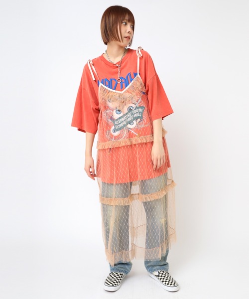RNA（アールエヌエー）の「D1653 ダイヤモンドメッシュキャミワンピース（ワンピース・レディース・ブラック/キナリ/ベージュ・MEDIUM）」の9枚目の写真