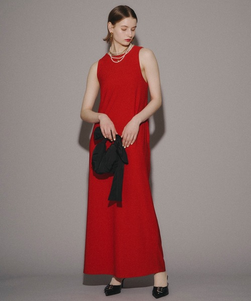yae(ヤエ)の「Back twisted desing long dress / バックツイストデザインロングドレス(ワンピース・レディース・レッド/チャコールグレー/ブラック・36/38)」の21枚目の写真