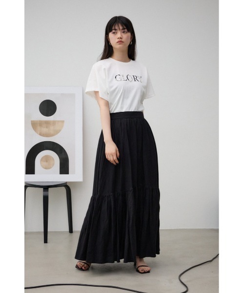 AZUL by moussy（アズールバイマウジー）の「リネンミックスマキシスカート（スカート・レディース・グリーン/ブラウン/レッド/ブラック/ライトベージュ・FREE）」の7枚目の写真