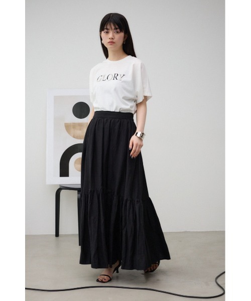 AZUL by moussy（アズールバイマウジー）の「リネンミックスマキシスカート（スカート・レディース・グリーン/ブラウン/レッド/ブラック/ライトベージュ・FREE）」の8枚目の写真