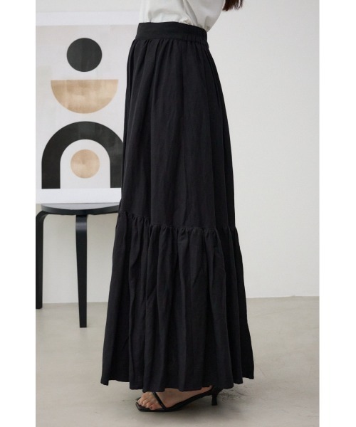 AZUL by moussy（アズールバイマウジー）の「リネンミックスマキシスカート（スカート・レディース・グリーン/ブラウン/レッド/ブラック/ライトベージュ・FREE）」の10枚目の写真