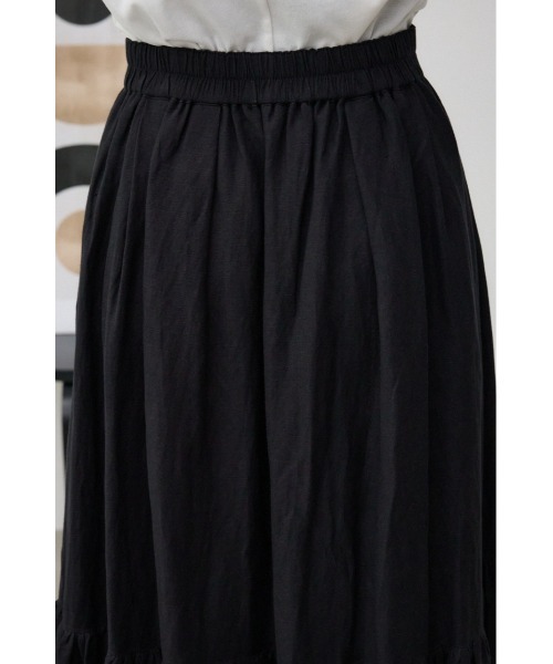 AZUL by moussy（アズールバイマウジー）の「リネンミックスマキシスカート（スカート・レディース・グリーン/ブラウン/レッド/ブラック/ライトベージュ・FREE）」の13枚目の写真