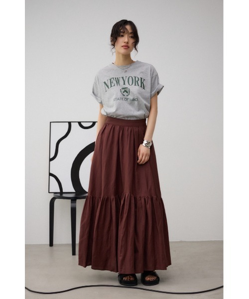 AZUL by moussy（アズールバイマウジー）の「リネンミックスマキシスカート（スカート・レディース・グリーン/ブラウン/レッド/ブラック/ライトベージュ・FREE）」の18枚目の写真