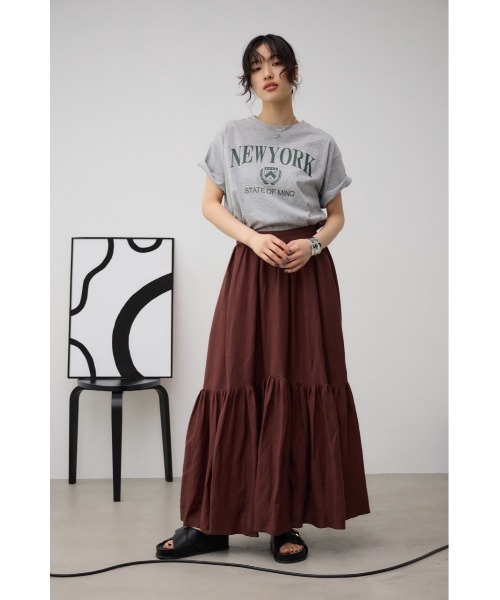 AZUL by moussy（アズールバイマウジー）の「リネンミックスマキシスカート（スカート・レディース・グリーン/ブラウン/レッド/ブラック/ライトベージュ・FREE）」の19枚目の写真