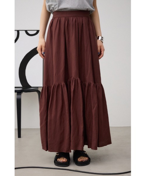 AZUL by moussy（アズールバイマウジー）の「リネンミックスマキシスカート（スカート・レディース・グリーン/ブラウン/レッド/ブラック/ライトベージュ・FREE）」の20枚目の写真