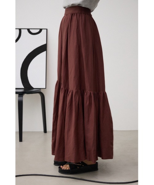 AZUL by moussy（アズールバイマウジー）の「リネンミックスマキシスカート（スカート・レディース・グリーン/ブラウン/レッド/ブラック/ライトベージュ・FREE）」の21枚目の写真