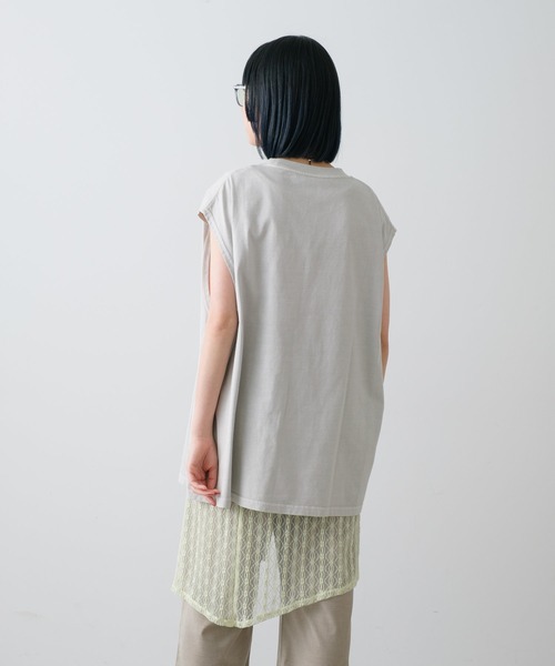 WHIMSIC(ウィムジック)の「【UNISEX】ピグメントダイノースリーブTシャツ(Tシャツ/カットソー・メンズ・チャコールグレー/グリーン系その他/グレー/ホワイト/オレンジ・FREE)」の9枚目の写真