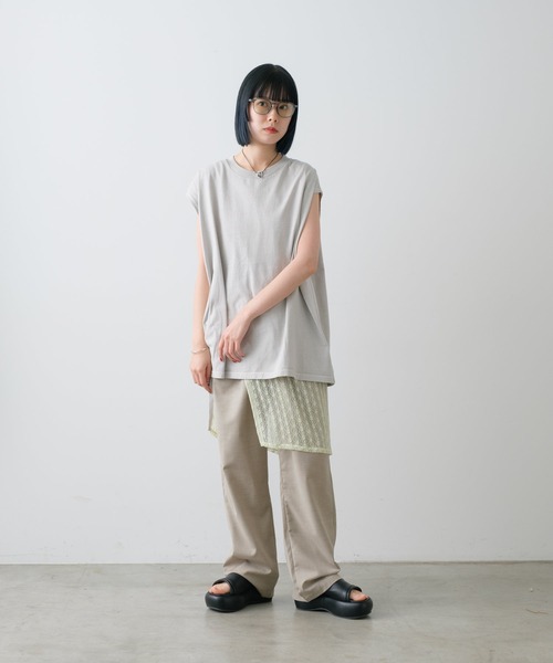 WHIMSIC(ウィムジック)の「【UNISEX】ピグメントダイノースリーブTシャツ(Tシャツ/カットソー・メンズ・チャコールグレー/グリーン系その他/グレー/ホワイト/オレンジ・FREE)」の10枚目の写真