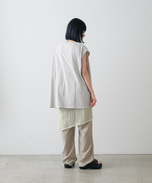 WHIMSIC(ウィムジック)の「【UNISEX】ピグメントダイノースリーブTシャツ(Tシャツ/カットソー・メンズ・チャコールグレー/グリーン系その他/グレー/ホワイト/オレンジ・FREE)」の12枚目の写真