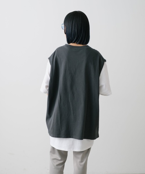 WHIMSIC(ウィムジック)の「【UNISEX】ピグメントダイノースリーブTシャツ(Tシャツ/カットソー・メンズ・チャコールグレー/グリーン系その他/グレー/ホワイト/オレンジ・FREE)」の21枚目の写真