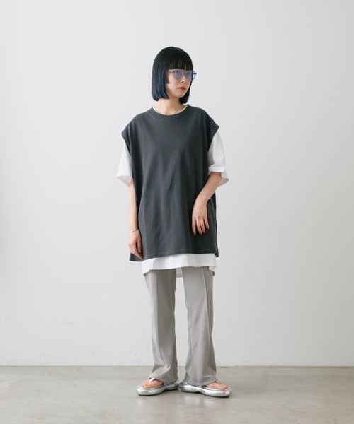 WHIMSIC(ウィムジック)の「【UNISEX】ピグメントダイノースリーブTシャツ(Tシャツ/カットソー・メンズ・チャコールグレー/グリーン系その他/グレー/ホワイト/オレンジ・FREE)」の22枚目の写真