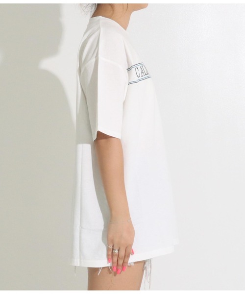 anap mimpi（アナップミンピ）の「CALIFORNIA 刺繍 コットン ビッグ 半袖 Tシャツ（Tシャツ/カットソー・レディース・ホワイト/ブラック・FREE）」の16枚目の写真