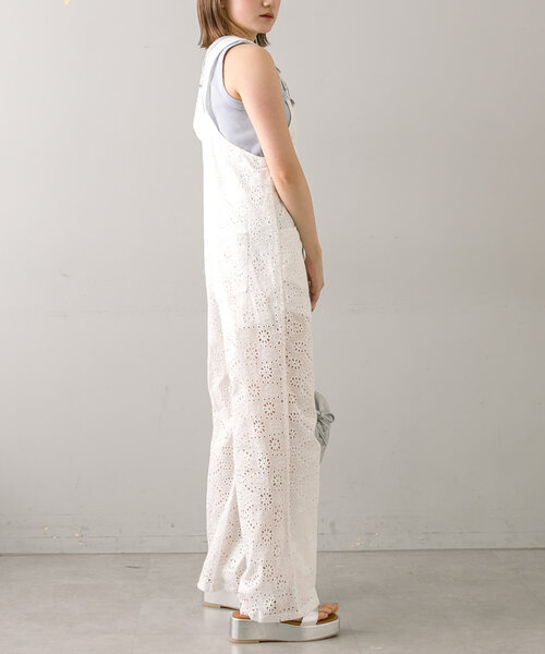 mline（エムライン）の「[mline]レースサロペット（サロペット/オーバーオール・レディース・ブラック/オフホワイト・FREE）」の3枚目の写真