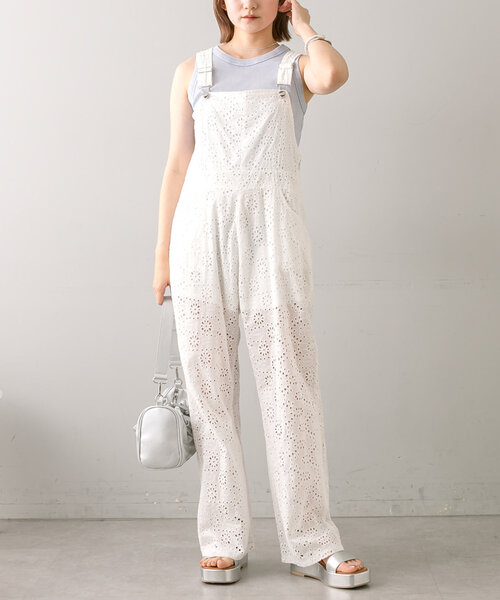 mline（エムライン）の「[mline]レースサロペット（サロペット/オーバーオール・レディース・ブラック/オフホワイト・FREE）」の5枚目の写真