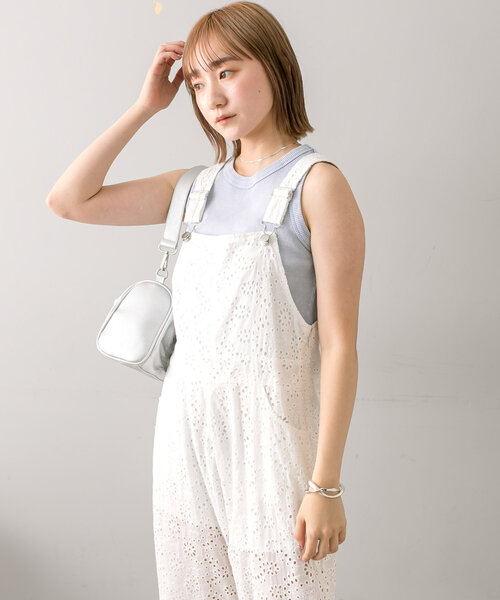 mline（エムライン）の「[mline]レースサロペット（サロペット/オーバーオール・レディース・ブラック/オフホワイト・FREE）」の7枚目の写真