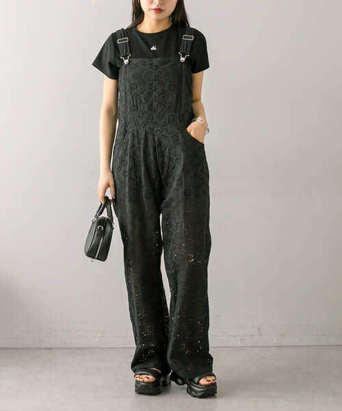 mline（エムライン）の「[mline]レースサロペット（サロペット/オーバーオール・レディース・ブラック/オフホワイト・FREE）」の10枚目の写真