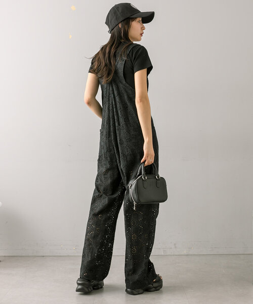 mline（エムライン）の「[mline]レースサロペット（サロペット/オーバーオール・レディース・ブラック/オフホワイト・FREE）」の11枚目の写真