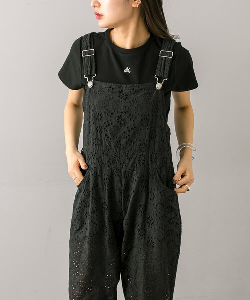 mline（エムライン）の「[mline]レースサロペット（サロペット/オーバーオール・レディース・ブラック/オフホワイト・FREE）」の14枚目の写真