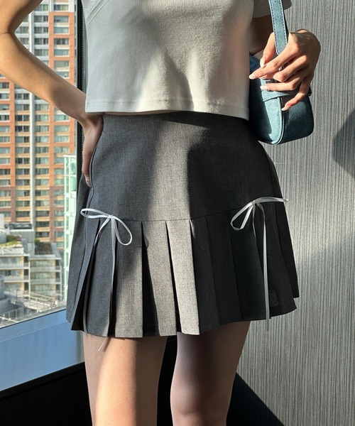 3.3 Field Trip （3.3フィールドトリップ）の「3.3 Field Trip／リボンプリーツスカート（裏地あり）（スカート・レディース・グレー/ブラック・FREE）」の15枚目の写真