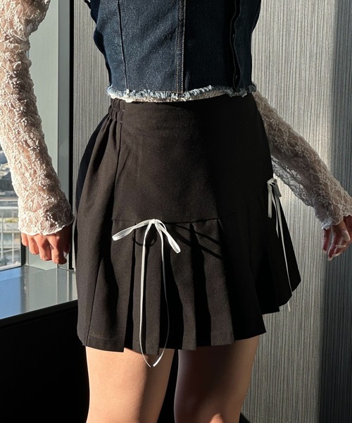 3.3 Field Trip （3.3フィールドトリップ）の「3.3 Field Trip／リボンプリーツスカート（裏地あり）（スカート・レディース・グレー/ブラック・FREE）」の8枚目の写真