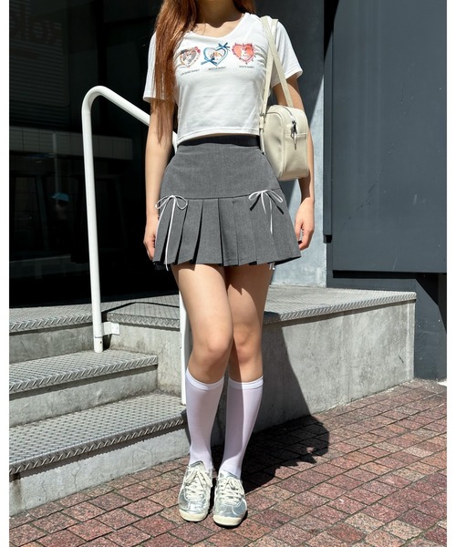 3.3 Field Trip （3.3フィールドトリップ）の「3.3 Field Trip／リボンプリーツスカート（裏地あり）（スカート・レディース・グレー/ブラック・FREE）」の3枚目の写真