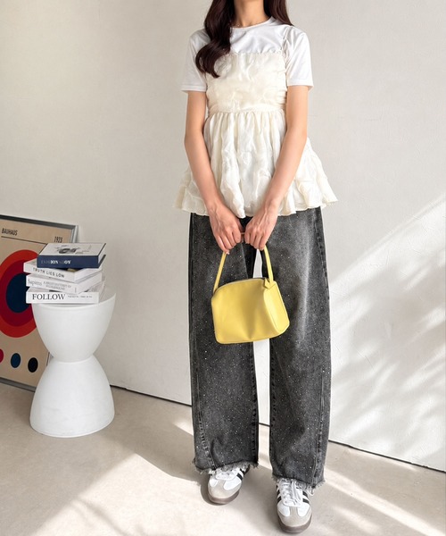 mily bilet(ミウィビレット)の「《ブルー予約受付中!》【mily bilet】動くたび、キラキラ輝くオーロラストーンが主役。ヴィンテージライクカーブデニムパンツ(デニムパンツ・レディース・ブルー/その他1/ブラック・X-LARGE/SMALL/MEDIUM/LARGE)」の9枚目の写真
