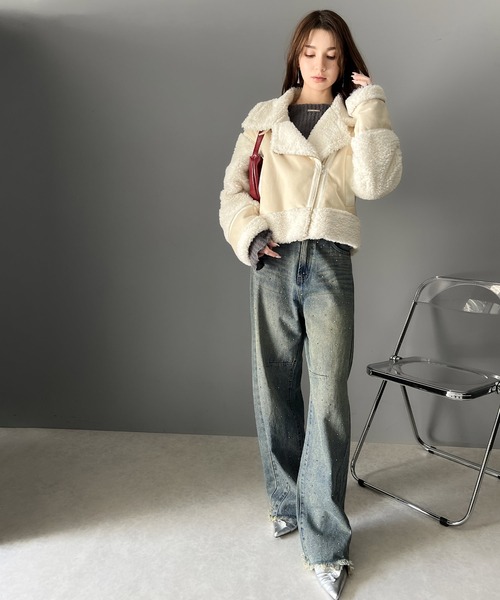 mily bilet(ミウィビレット)の「【mily bilet】動くたび、キラキラ輝くオーロラストーンが主役。ヴィンテージライクカーブデニムパンツ(デニムパンツ・レディース・ブルー/その他1/ブラック・X-LARGE/SMALL/MEDIUM/LARGE)」の14枚目の写真