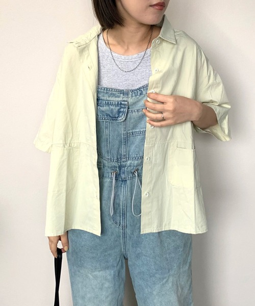 CRB(シーアールビー)の「バックフリル半袖シャツ(シャツ/ブラウス・レディース・ベージュ/ピンク/ライトグリーン/オフホワイト・F)」の11枚目の写真