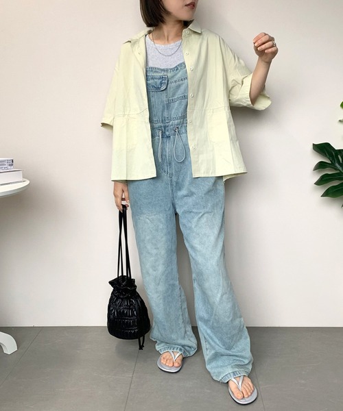 CRB(シーアールビー)の「バックフリル半袖シャツ(シャツ/ブラウス・レディース・ベージュ/ピンク/ライトグリーン/オフホワイト・F)」の14枚目の写真