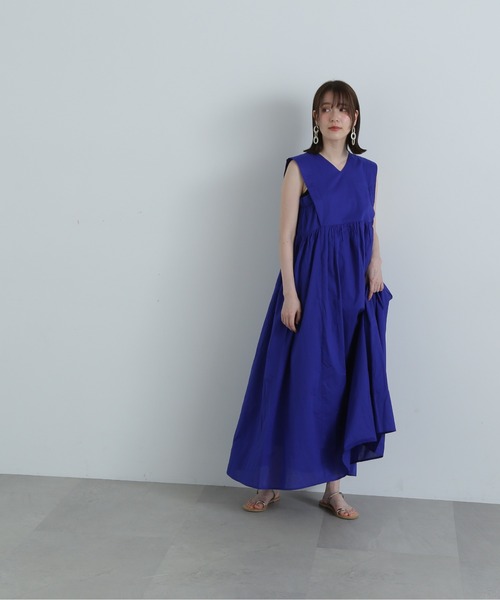 N.NBB コットンボイルVネックボリュームワンピース ブラック M コットンボイルVネックボリュームワンピース《S Size Line