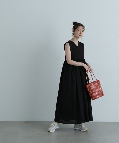 N.NBB コットンボイルVネックボリュームワンピース ブラック M N.（N. Natural Beauty Basic）（エヌエヌナチュラル