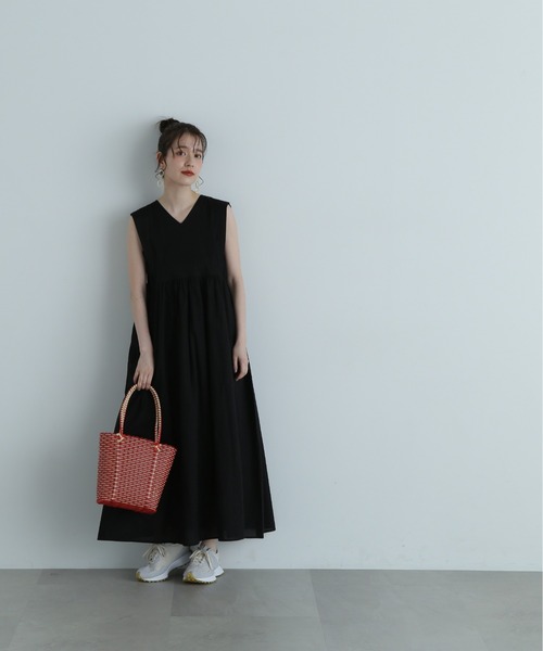 N.NBB コットンボイルVネックボリュームワンピース ブラック M N.（N. Natural Beauty Basic）（エヌエヌナチュラル